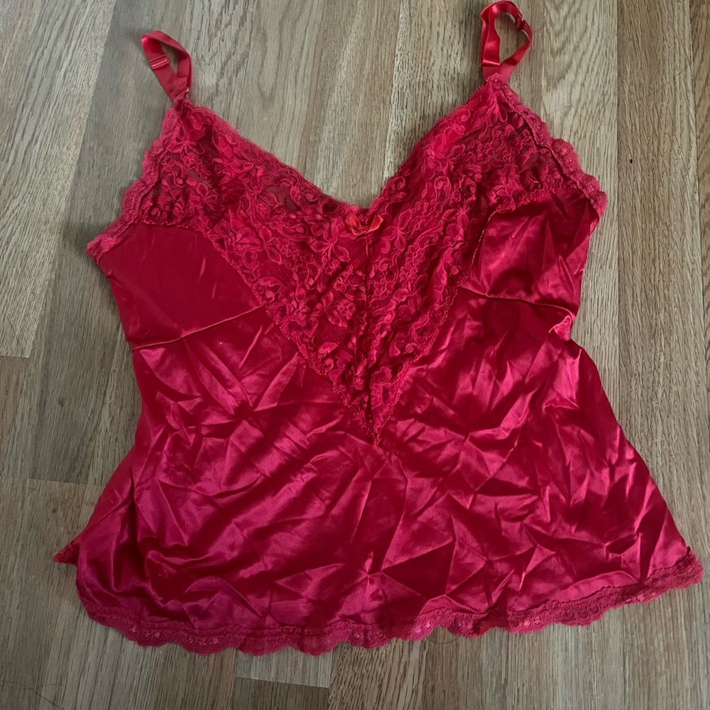 Red Lace Satin Cami Top - Women Intimates & Sleepwear